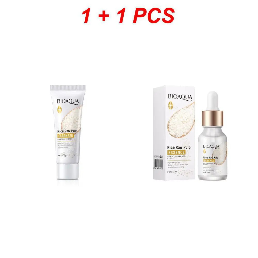 Rice Raw Pulp Essence Skin Care Mild Cleansing Face Cleanser Moisturizing Facial Serum Liquid Tightening Eye Cream Sleeping Mask