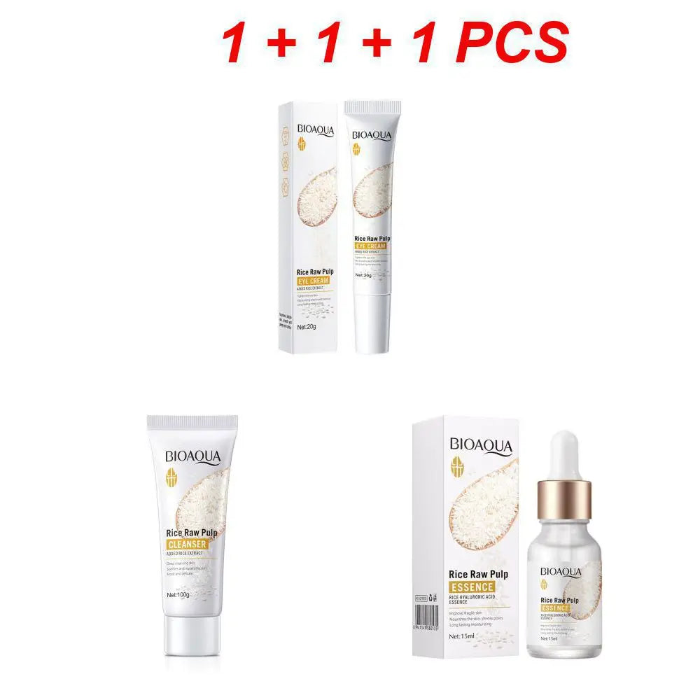 Rice Raw Pulp Essence Skin Care Mild Cleansing Face Cleanser Moisturizing Facial Serum Liquid Tightening Eye Cream Sleeping Mask