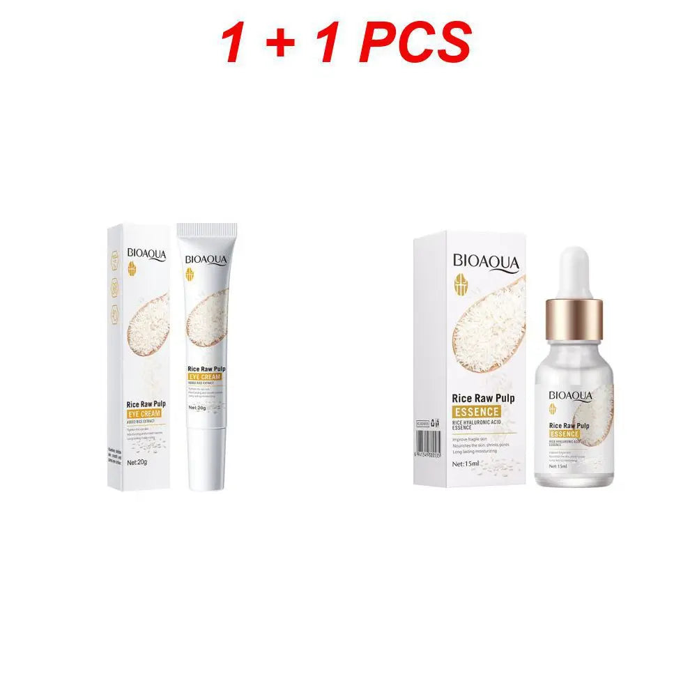 Rice Raw Pulp Essence Skin Care Mild Cleansing Face Cleanser Moisturizing Facial Serum Liquid Tightening Eye Cream Sleeping Mask