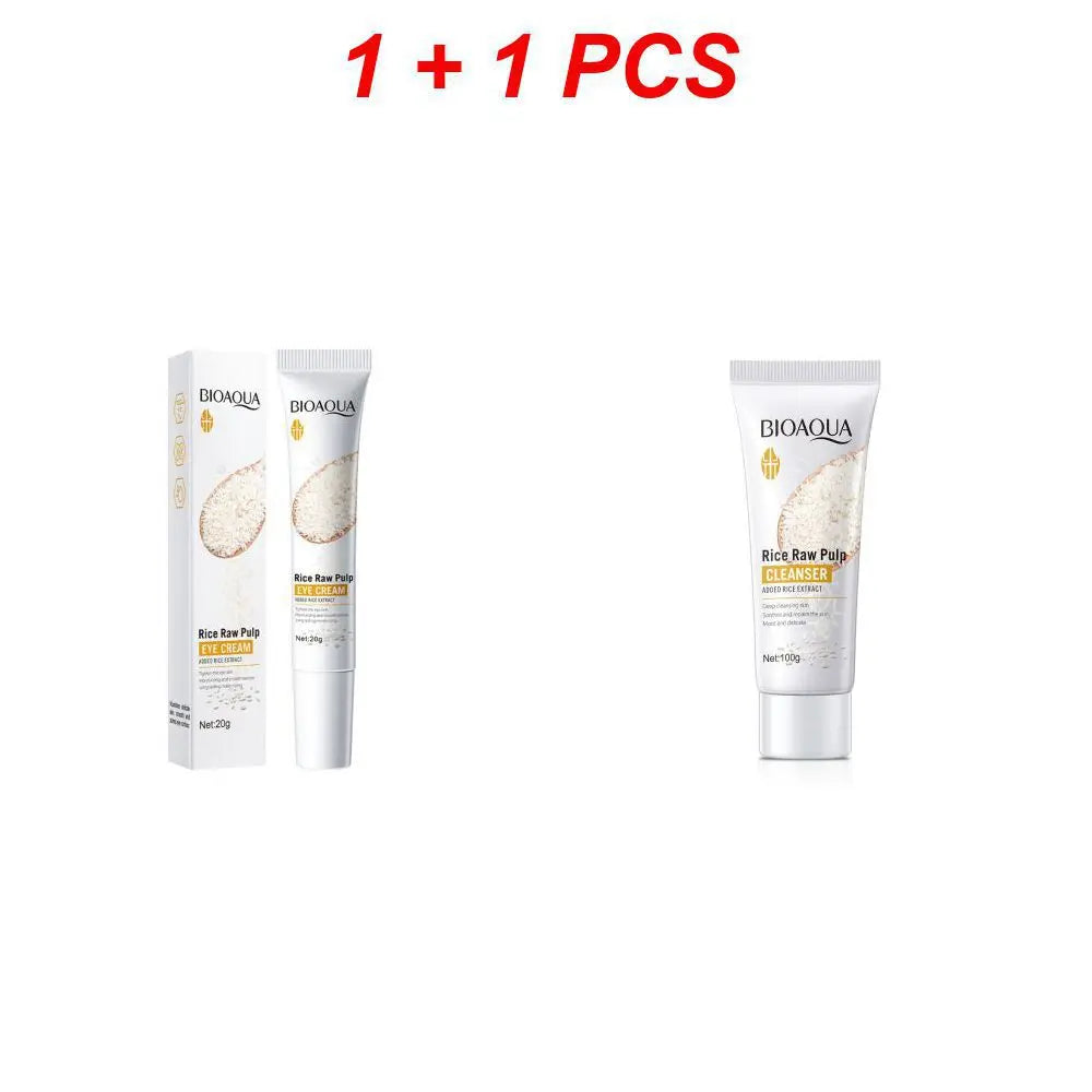 Rice Raw Pulp Essence Skin Care Mild Cleansing Face Cleanser Moisturizing Facial Serum Liquid Tightening Eye Cream Sleeping Mask