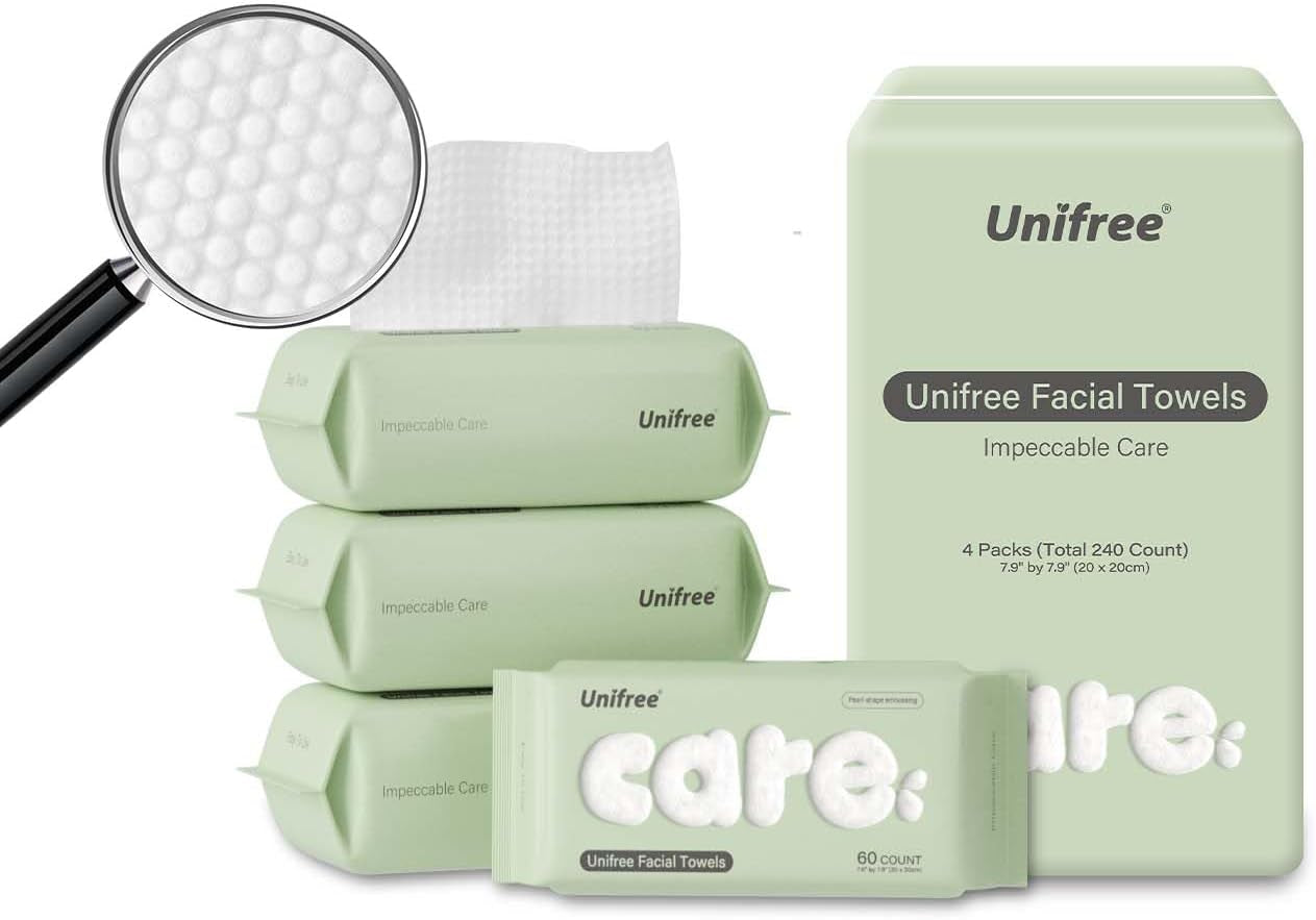 Towel L Disposable Dry Wipes L Facial Towels L 4 -Pack Value Pack, 240 Count Towel,Absorbent,Reusable, Soft, Comfort Skincare
