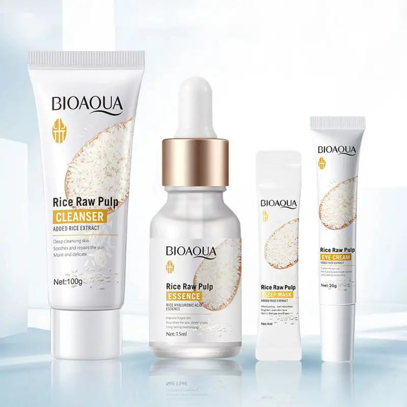 Rice Raw Pulp Essence Skin Care Mild Cleansing Face Cleanser Moisturizing Facial Serum Liquid Tightening Eye Cream Sleeping Mask