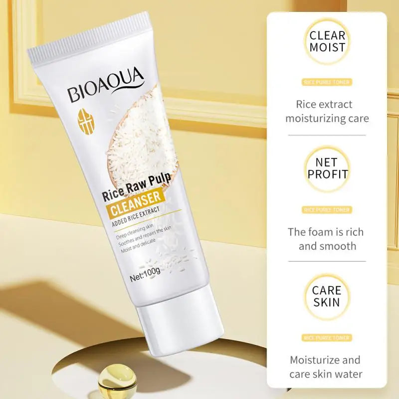 Rice Raw Pulp Essence Skin Care Mild Cleansing Face Cleanser Moisturizing Facial Serum Liquid Tightening Eye Cream Sleeping Mask